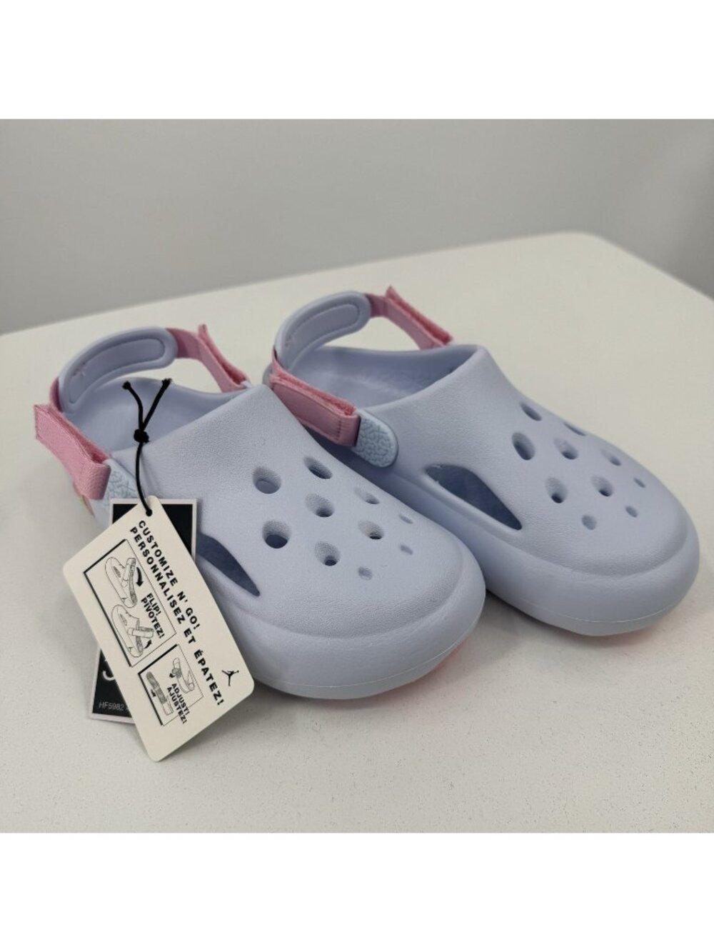 Jordan Girl's Hydrip Sandals size 10C Blue/Pink Slip-on Clogs Adjustable Strap